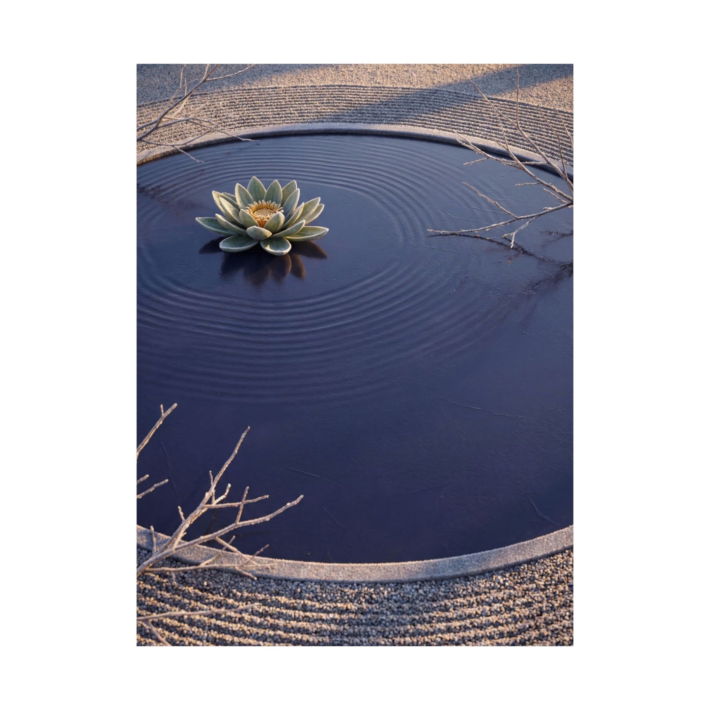 Lotus Flower Karesansui Wall Art Print | Tranquil Zen Art