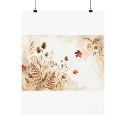 Dried Flowers Wall Art Print | Autumn Japandi Watercolor Art