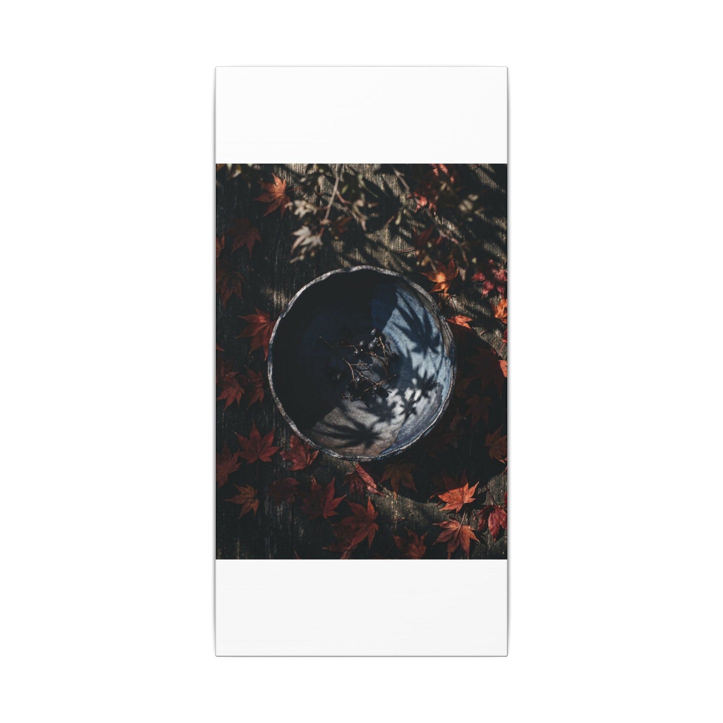 Autumn Ceramic Bowl Shadow Zen Canvas Art | Bold Decor
