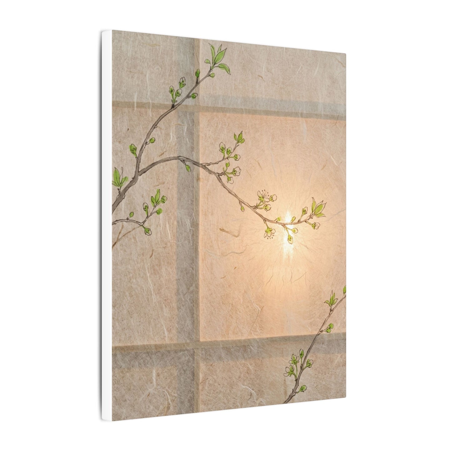 Warm Shoji Screen Canvas Art - Minimal Line Japandi