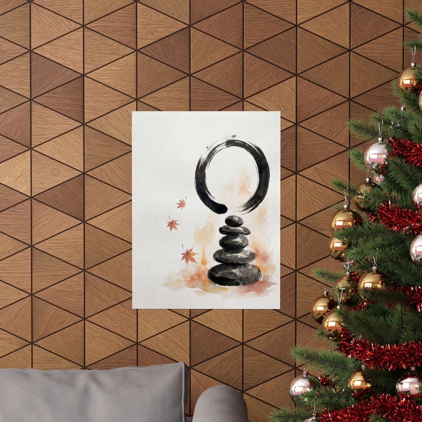 Tranquil River Stones Wall Art Print - Enso Zen