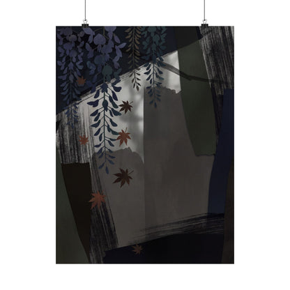 Wisteria Autumn Wall Art Print | Dark Japandi Atmospheric Design Art Print