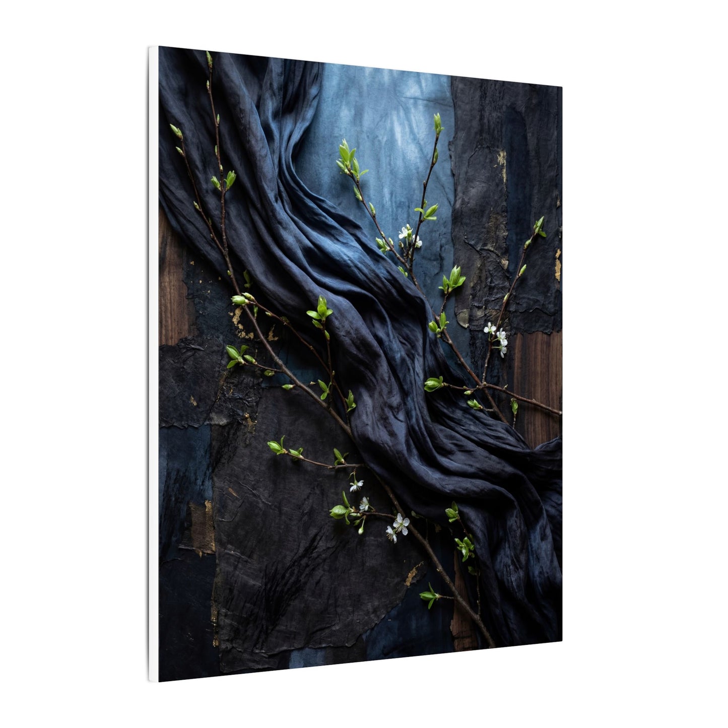 Spring Silk Drape Dark Texture Canvas Art | Atmospheric Decor