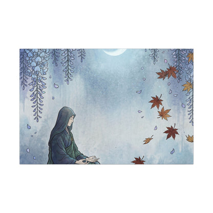 Zen Wisteria in Moonlight | Ukiyo E Inspired Canvas Art