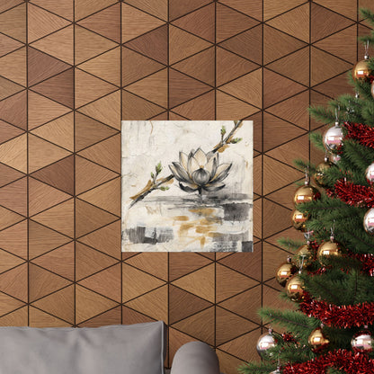 Seijaku Lotus Flower Wall Art Print - Japandi Texture