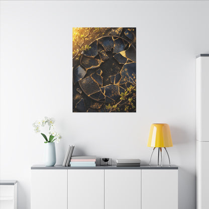 Golden Hour Broken Pottery Canvas Art - Kintsugi Ma