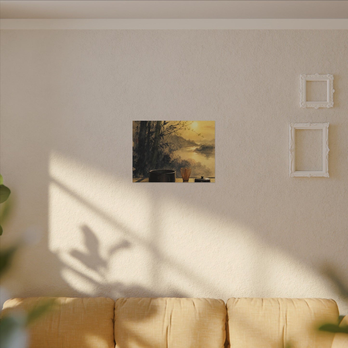Tea Ceremony Sumi E Canvas Art | Contemplative Zen Art