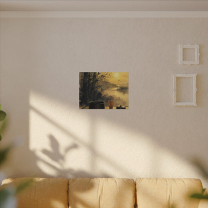 Tea Ceremony Sumi E Canvas Art | Contemplative Zen Art