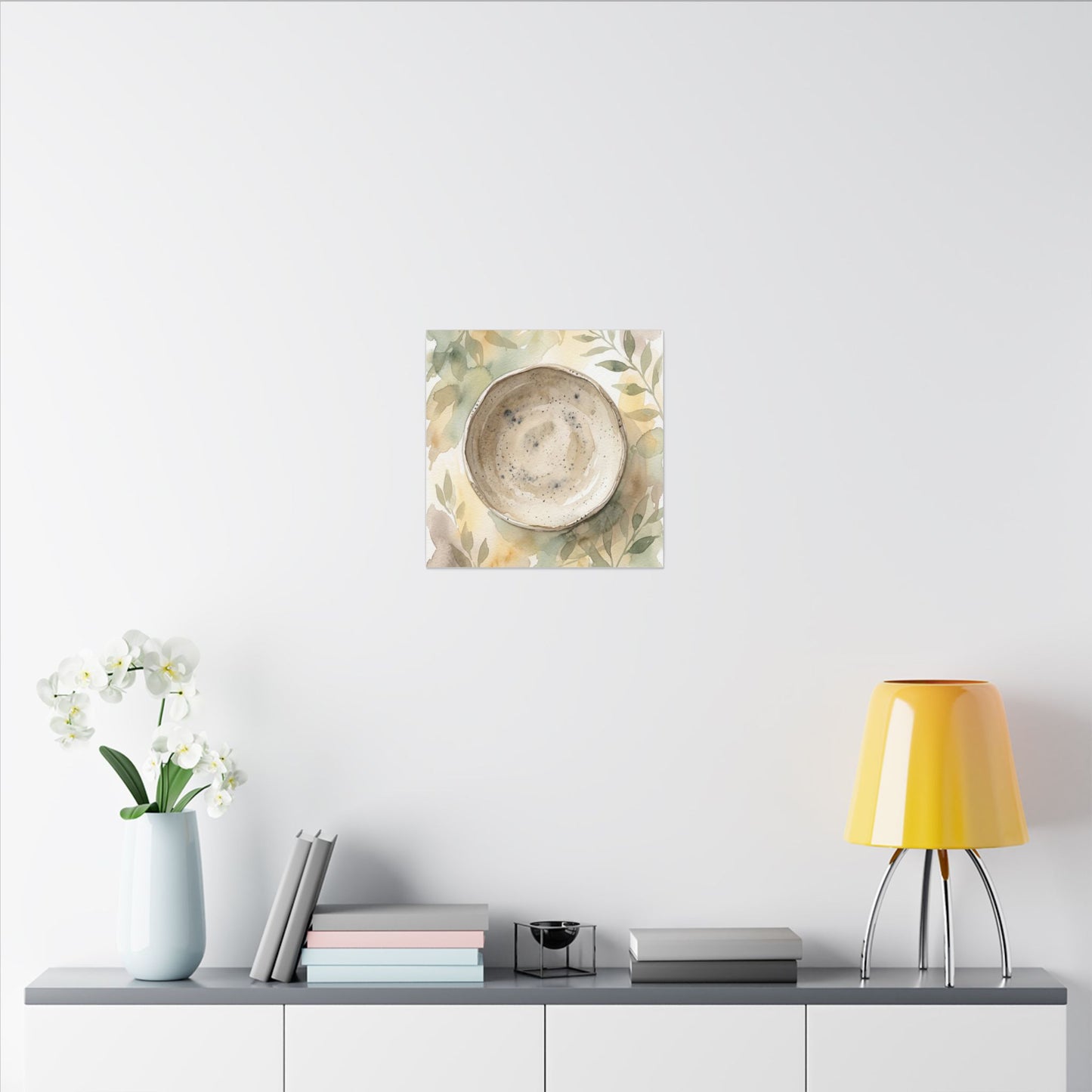 Ceramic Bowl Watercolor Canvas Art | Warm Japandi Art