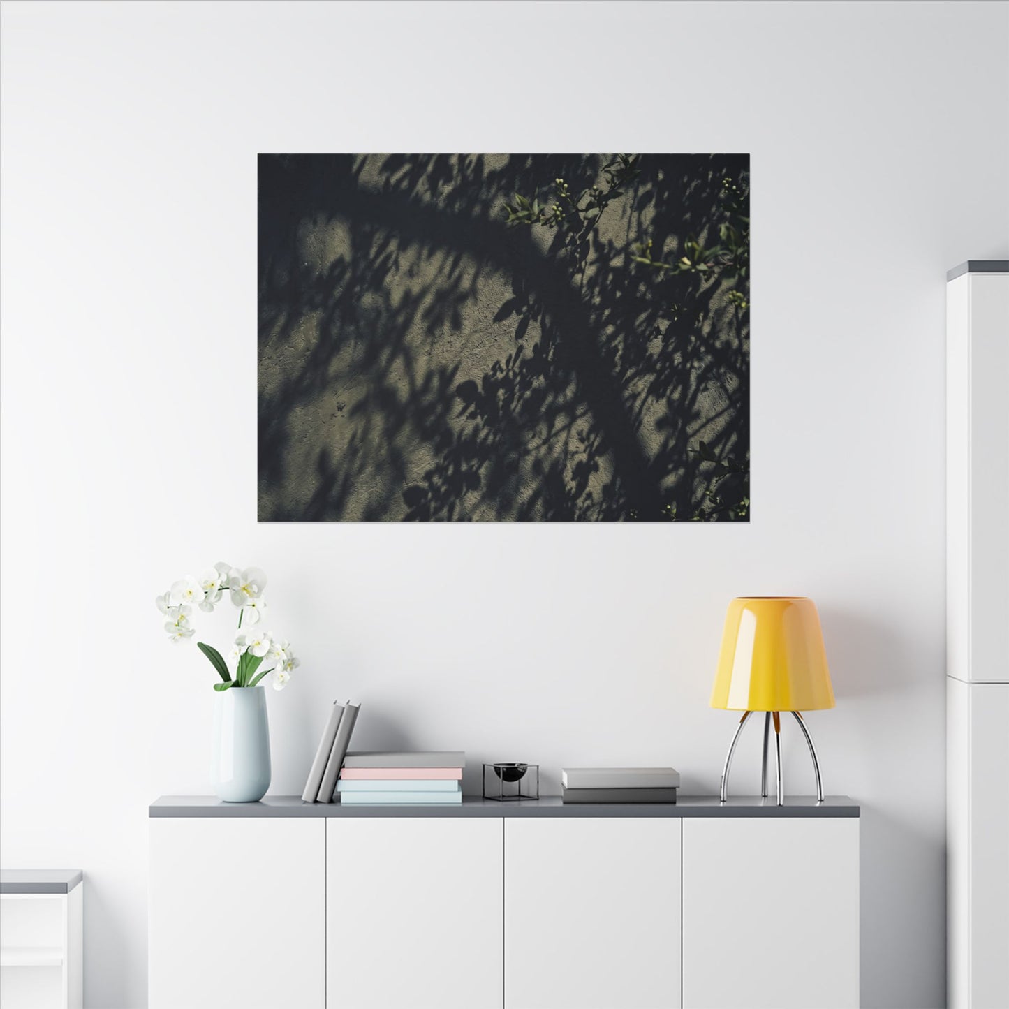 Atmospheric Shadow Play Canvas Art - Moody Minimal Dark Japandi