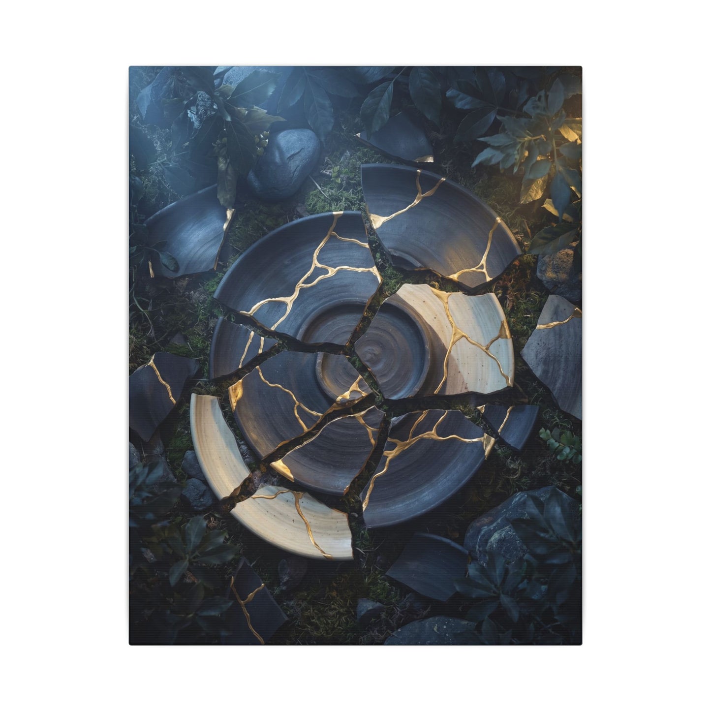 Resilient Broken Pottery Canvas Art - Gold Vein Kintsugi