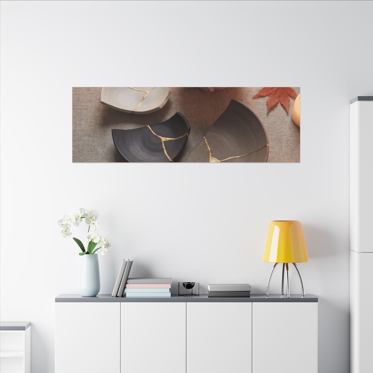Candlelight Broken Pottery Canvas Art - Japandi Ma