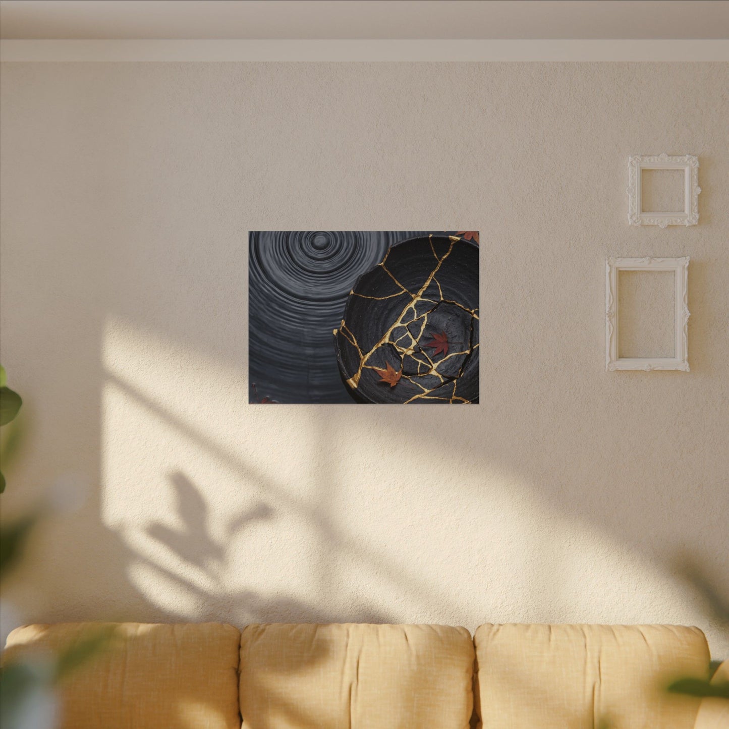 Philosophical Water Ripple Canvas Art - Gold Repair Kintsugi