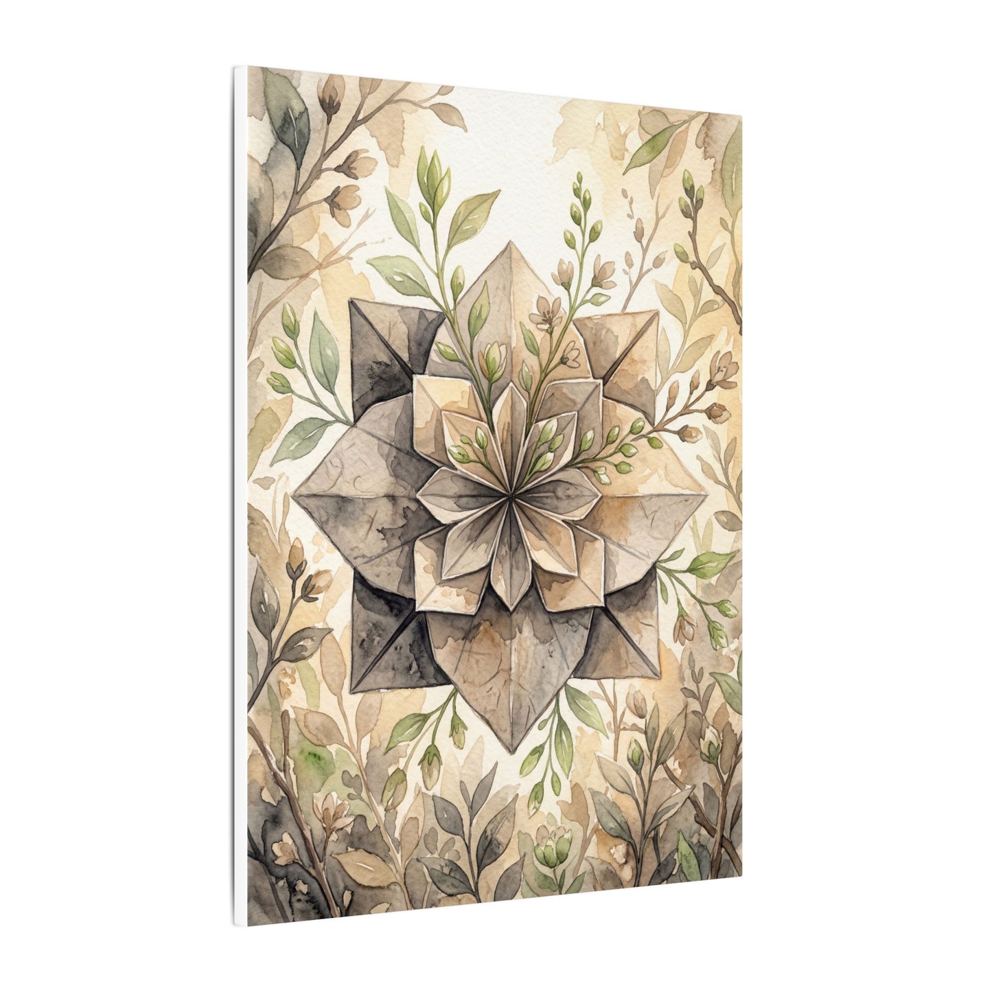 Warm Paper Fold Canvas Art - Watercolor Japandi