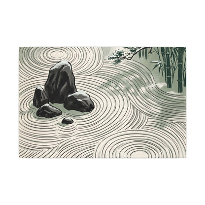 Shibui Rock Garden Canvas Art - Zen Ukiyo E Inspired