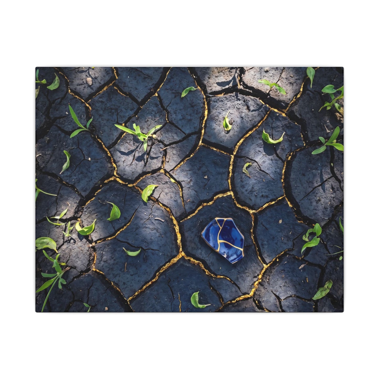 Cracked Earth Canvas Art | Spring Dark Japandi Moody Minimal Art