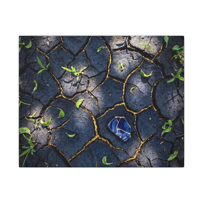 Cracked Earth Canvas Art | Spring Dark Japandi Moody Minimal Art