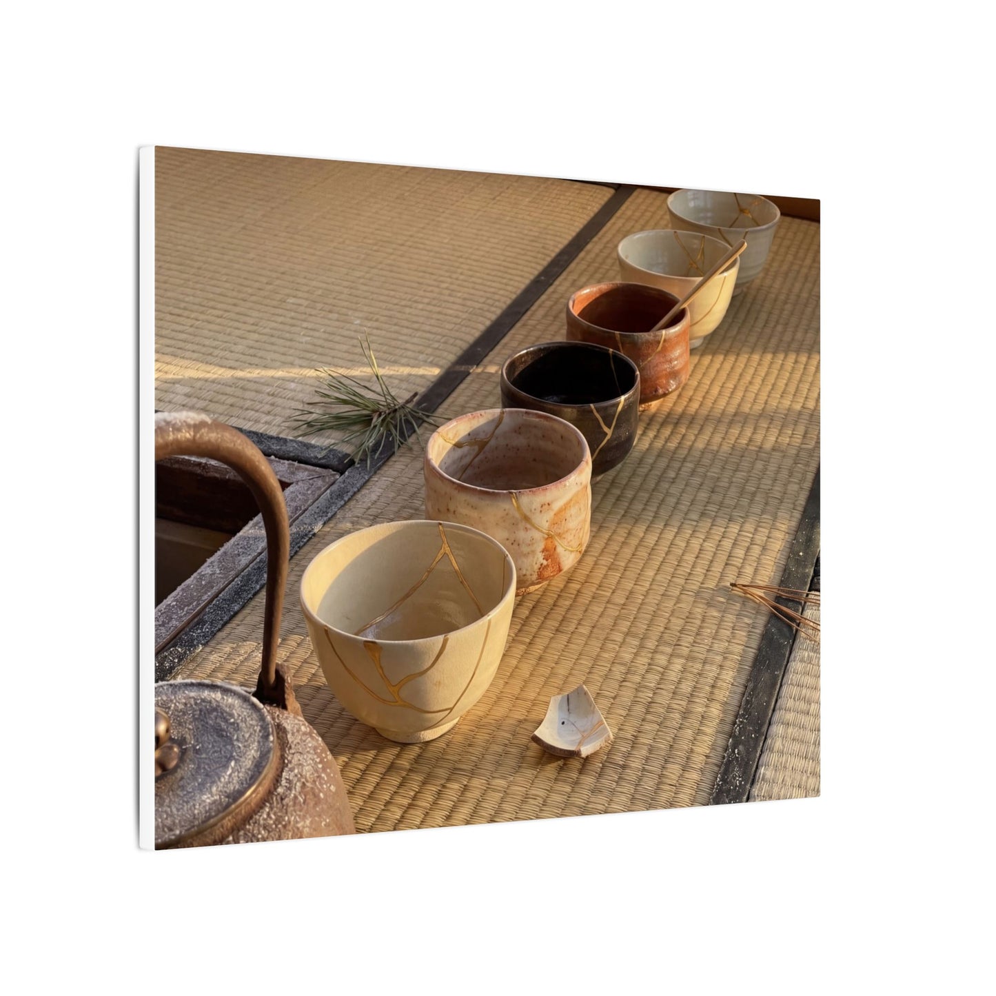 Kintsugi Tea Ceremony in Golden Hour | Gold Repair Canvas Art