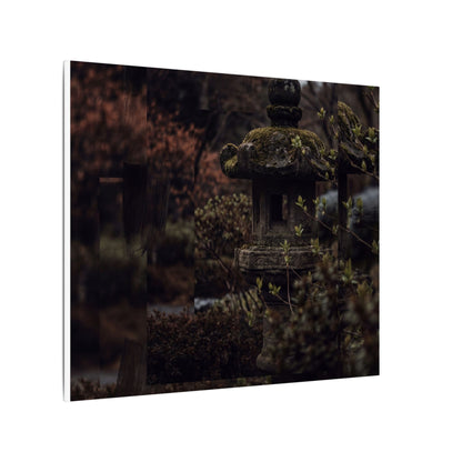 Stone Lantern Spring Canvas Art | Dark Japandi Bold Design