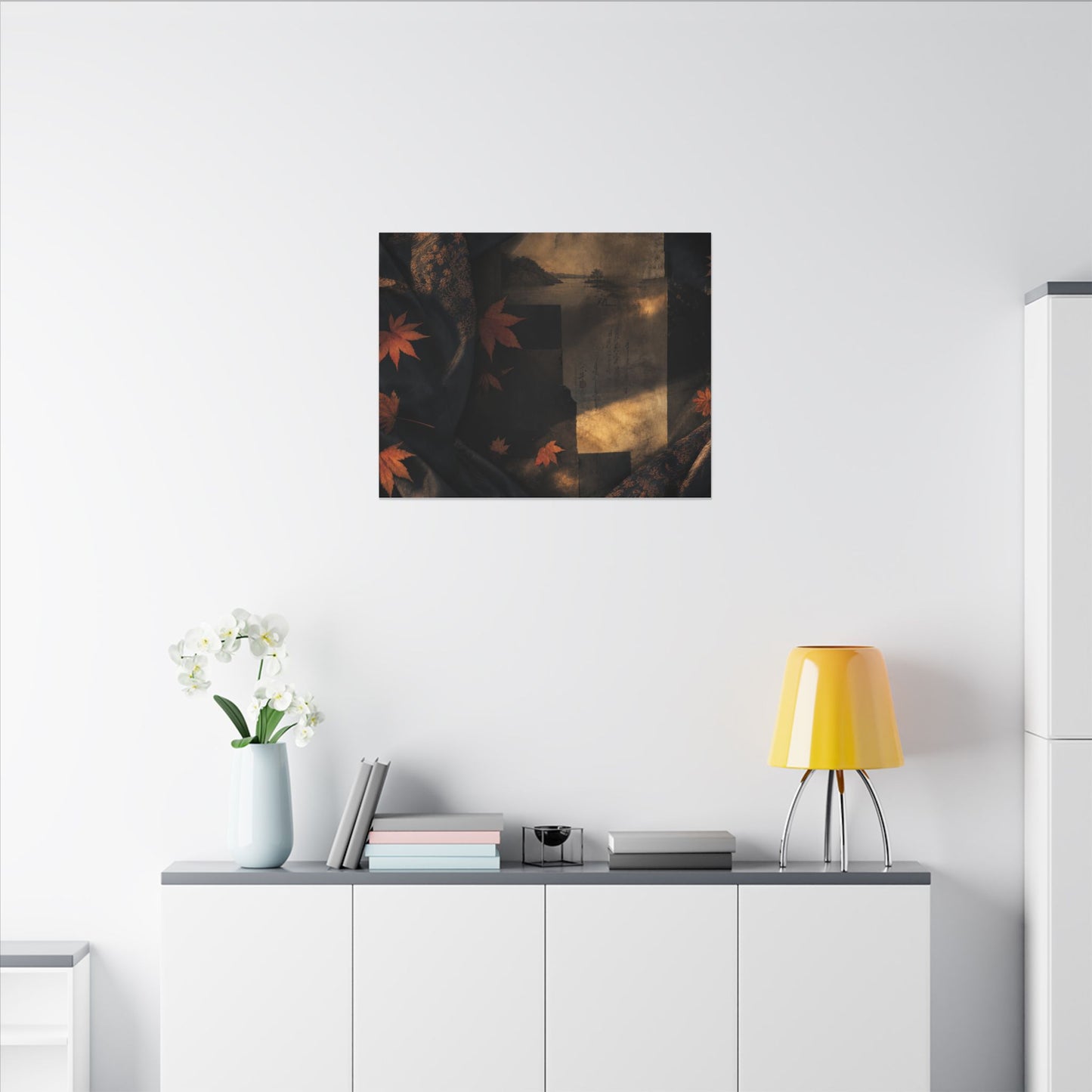 Autumn Silk Drape Shadow Zen Canvas Art | Bold Decor