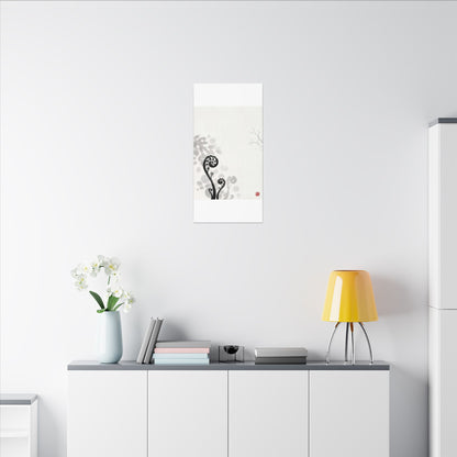 Winter Fern Unfurling Ukiyo E Inspired Canvas Art | Peaceful Decor