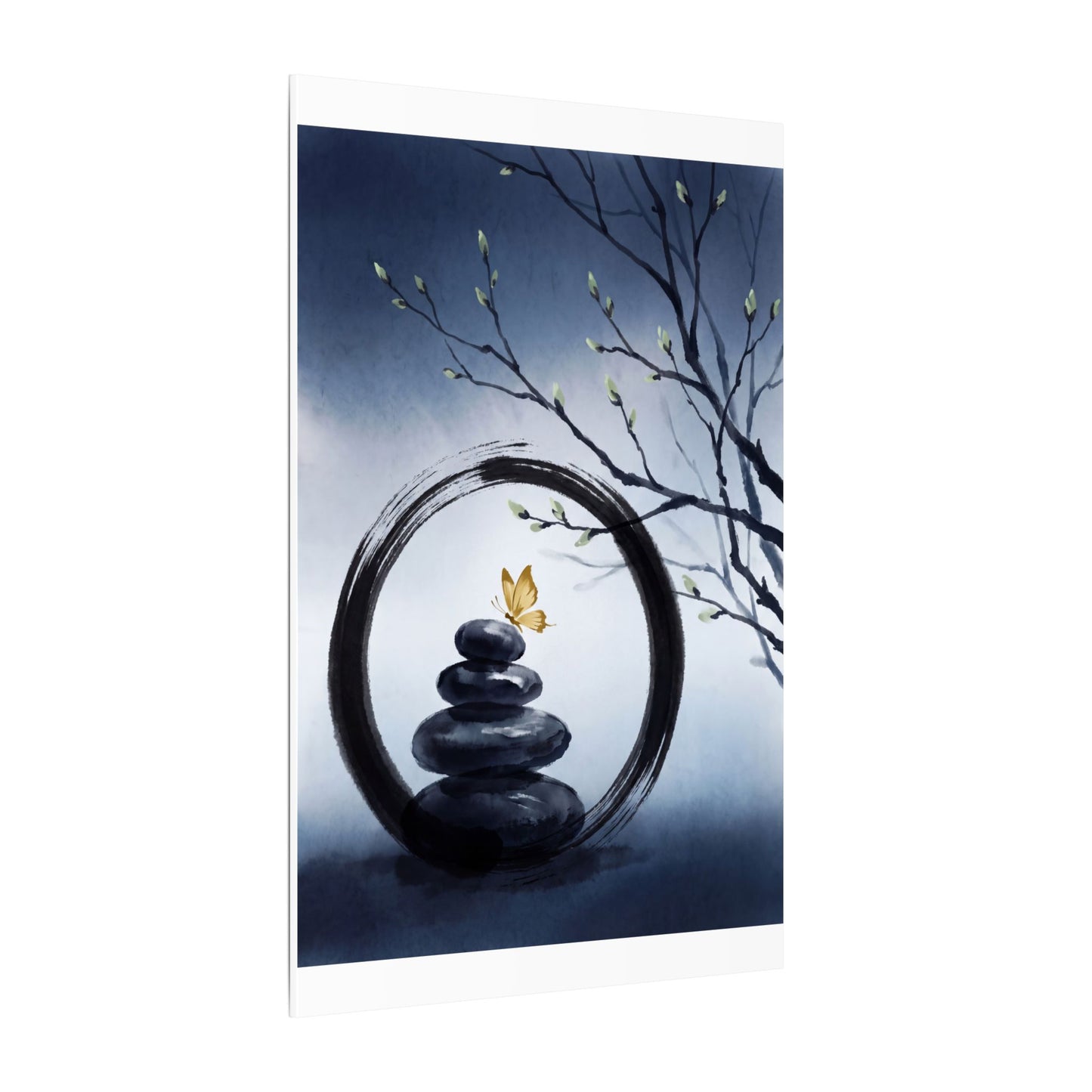 River Stones Spring Canvas Art | Zen Peaceful Design