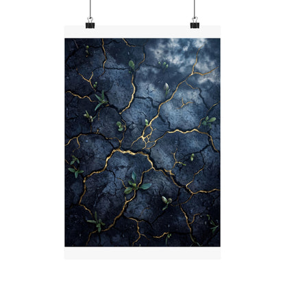 Shibui Cracked Earth Wall Art Print - Kintsugi Broken Beauty Art Print