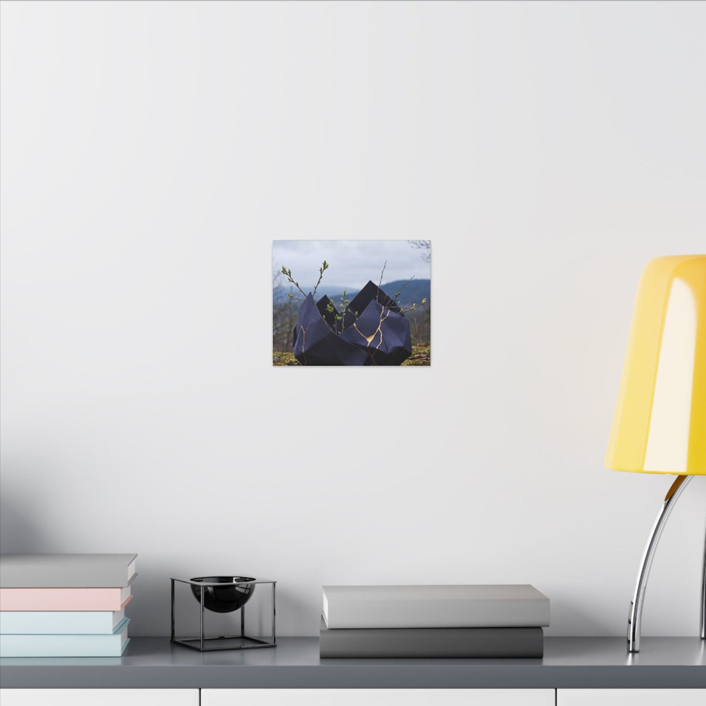 Paper Fold Canvas Art | Spring Kintsugi Gold Repair Art