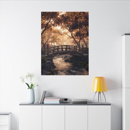 Autumn Wooden Bridge Gold Vein Canvas Art | Resilient Decor