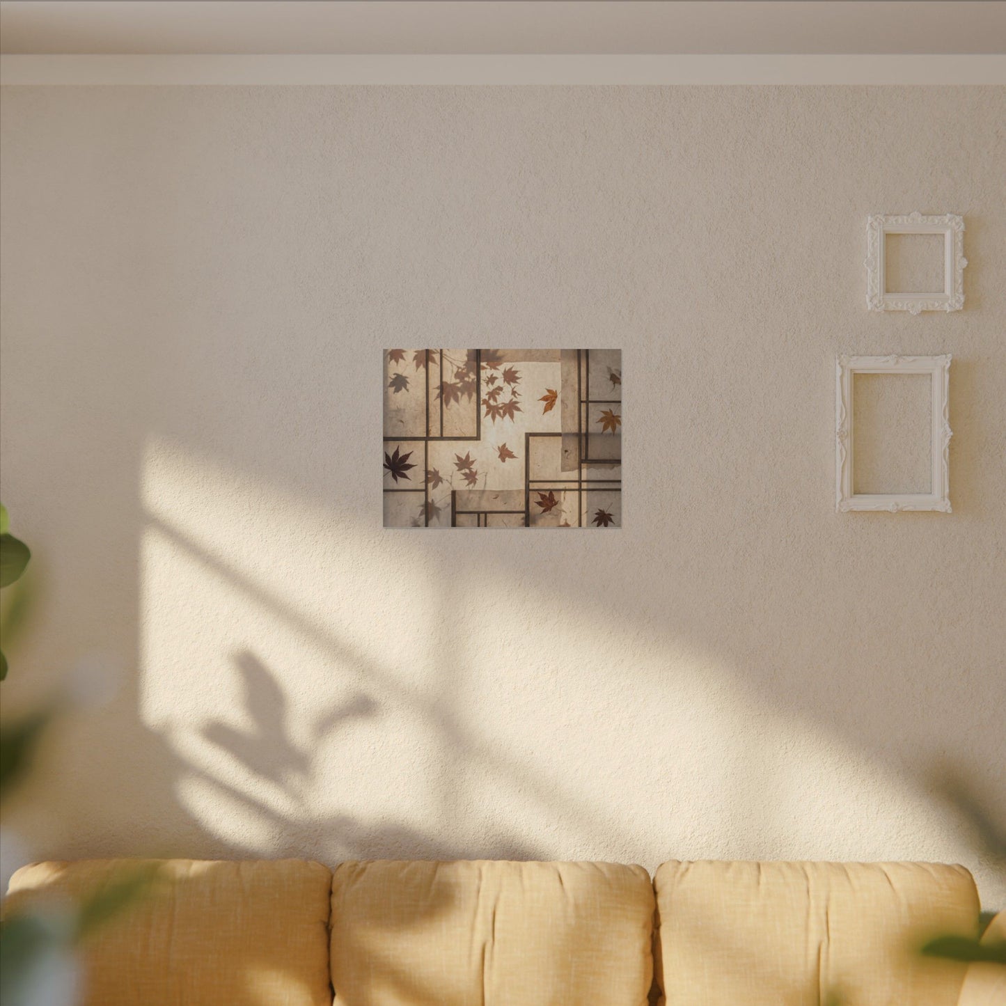 Shoji Screen Japanese Pattern Canvas Art | Neutral Japandi Art Art Print