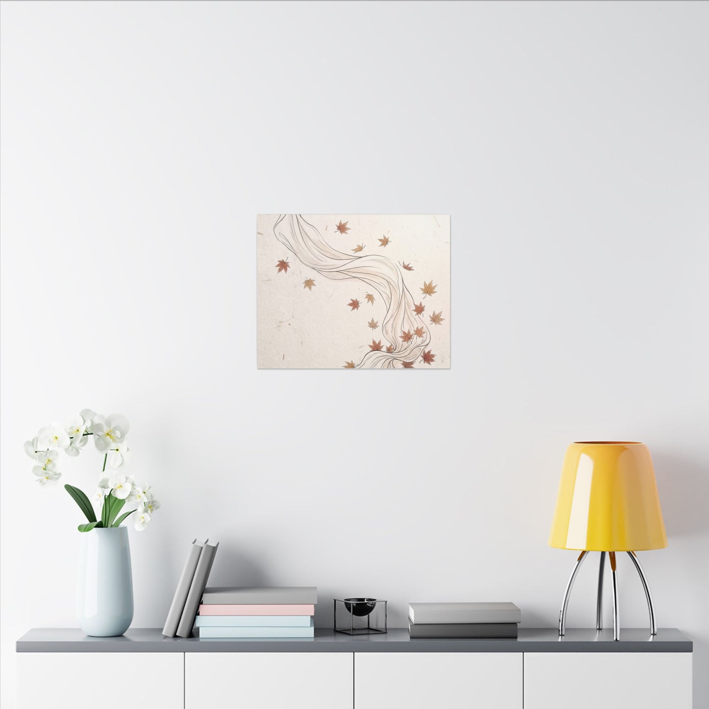 Japandi Silk Drape in Dawn | Minimal Line Canvas Art