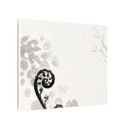 Winter Fern Unfurling Ukiyo E Inspired Canvas Art | Peaceful Decor