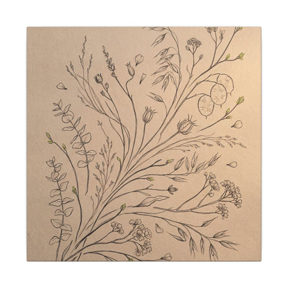 Dried Flowers Canvas Art | Spring Japandi Minimal Line Art
