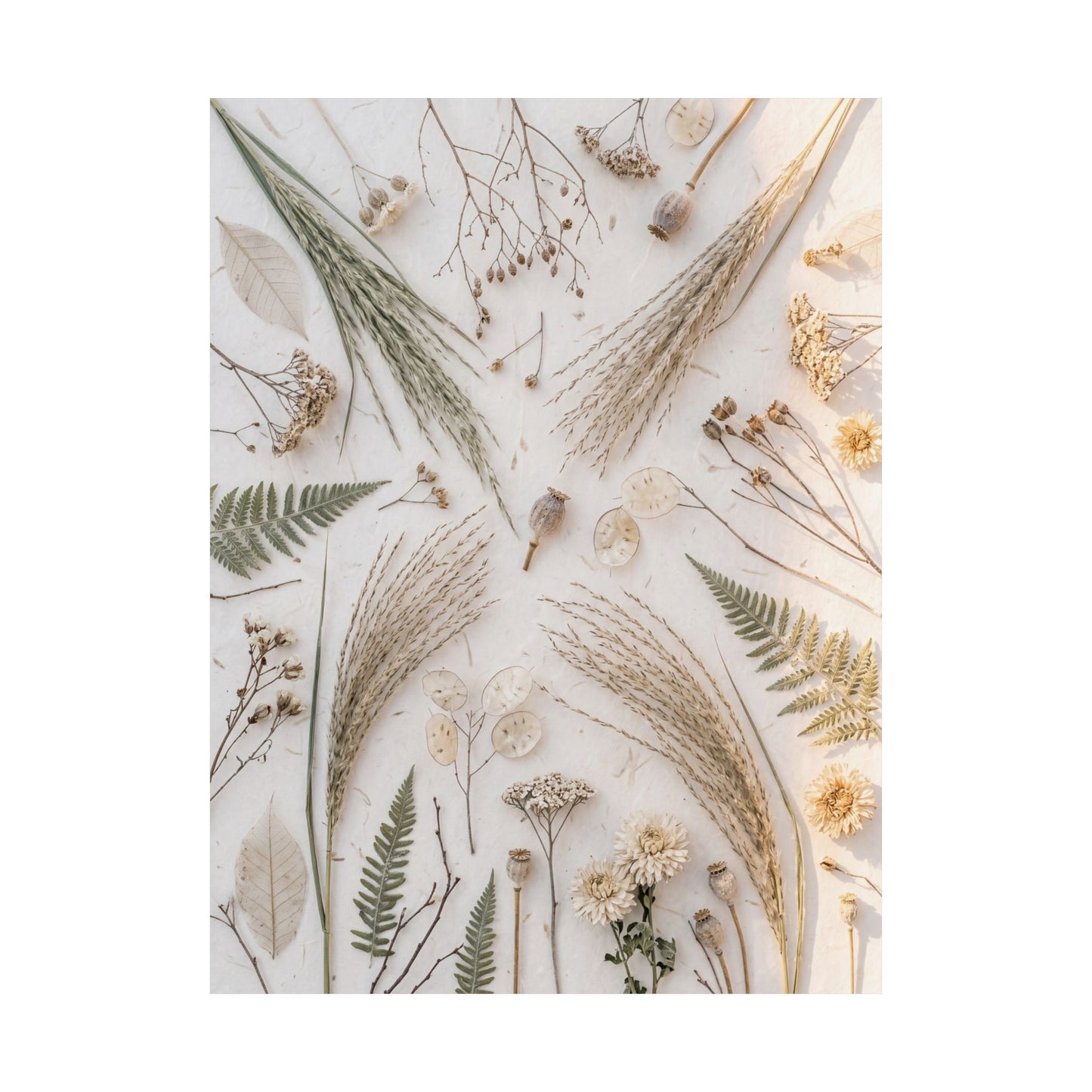 Cozy Dried Flowers Wall Art Print - Japanese Pattern Japandi