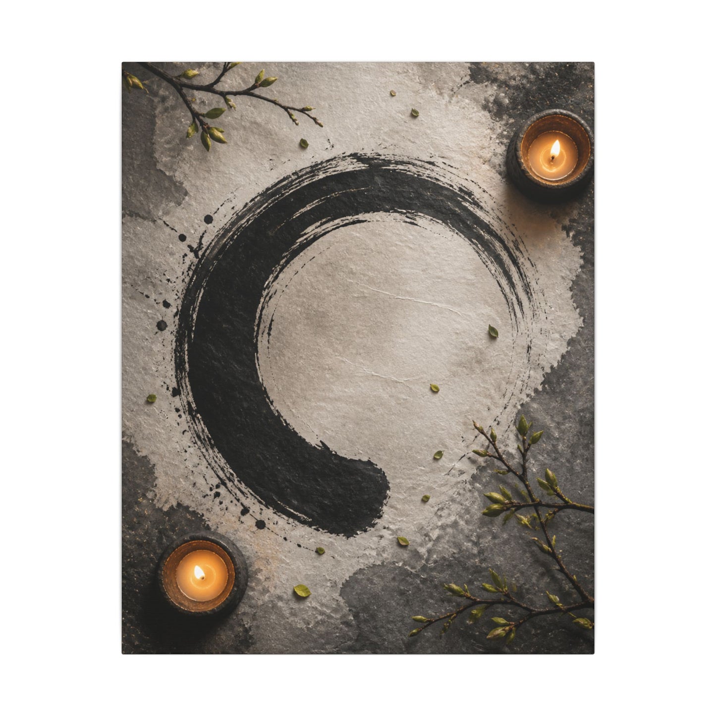 Candlelight Ink Brushstroke Canvas Art - Zen Ma