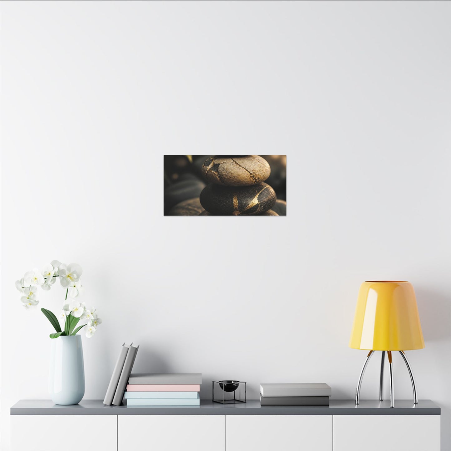Summer River Stones Broken Beauty Canvas Art | Healing Decor