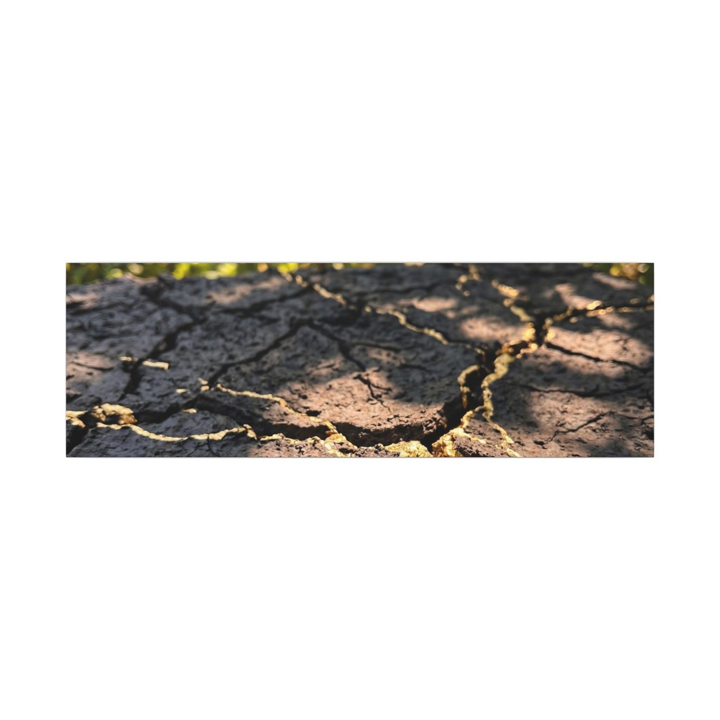 Shibui Cracked Earth Canvas Art - Kintsugi Gold Repair