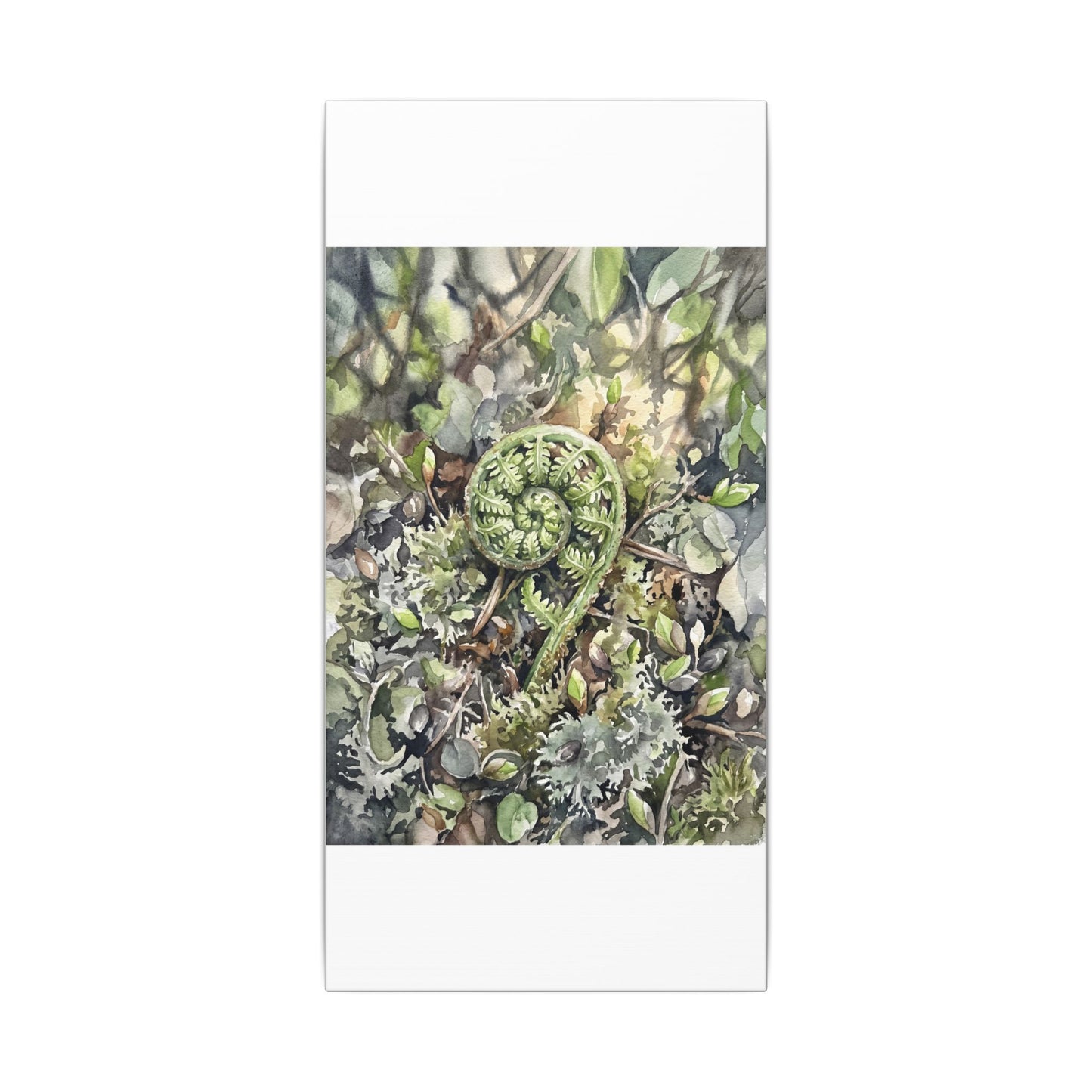 Fern Unfurling Spring Canvas Art | Japandi Neutral Design