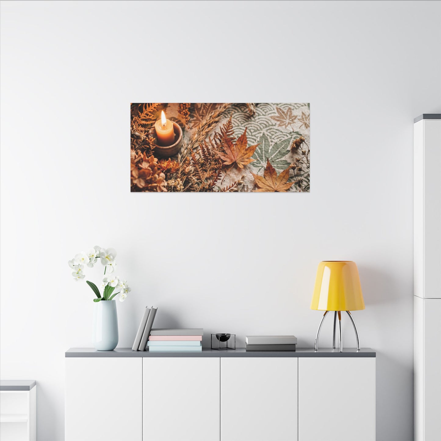Candlelight Dried Flowers Canvas Art - Japandi Seijaku