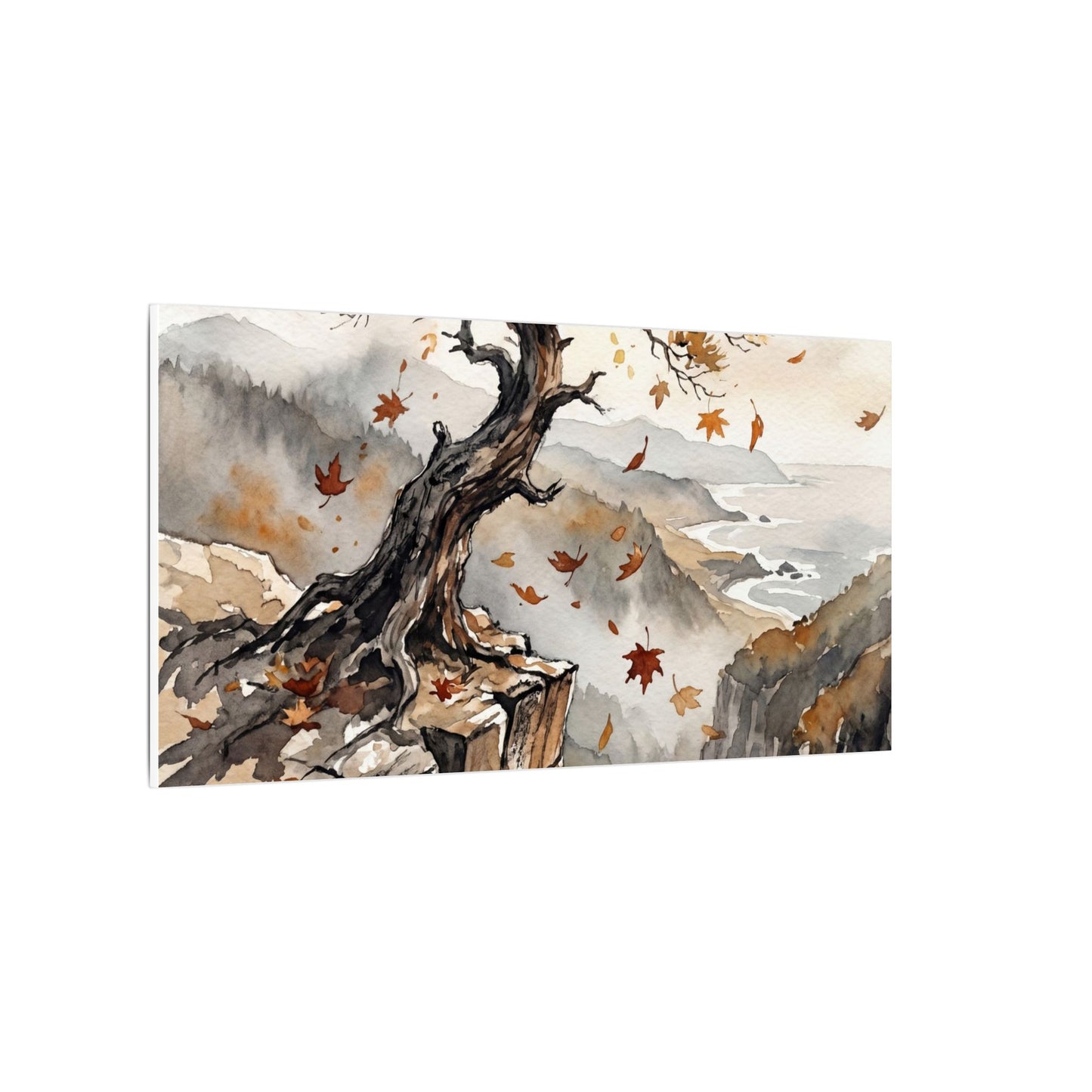 Autumn Pine Tree Watercolor Canvas Art | Warm Decor