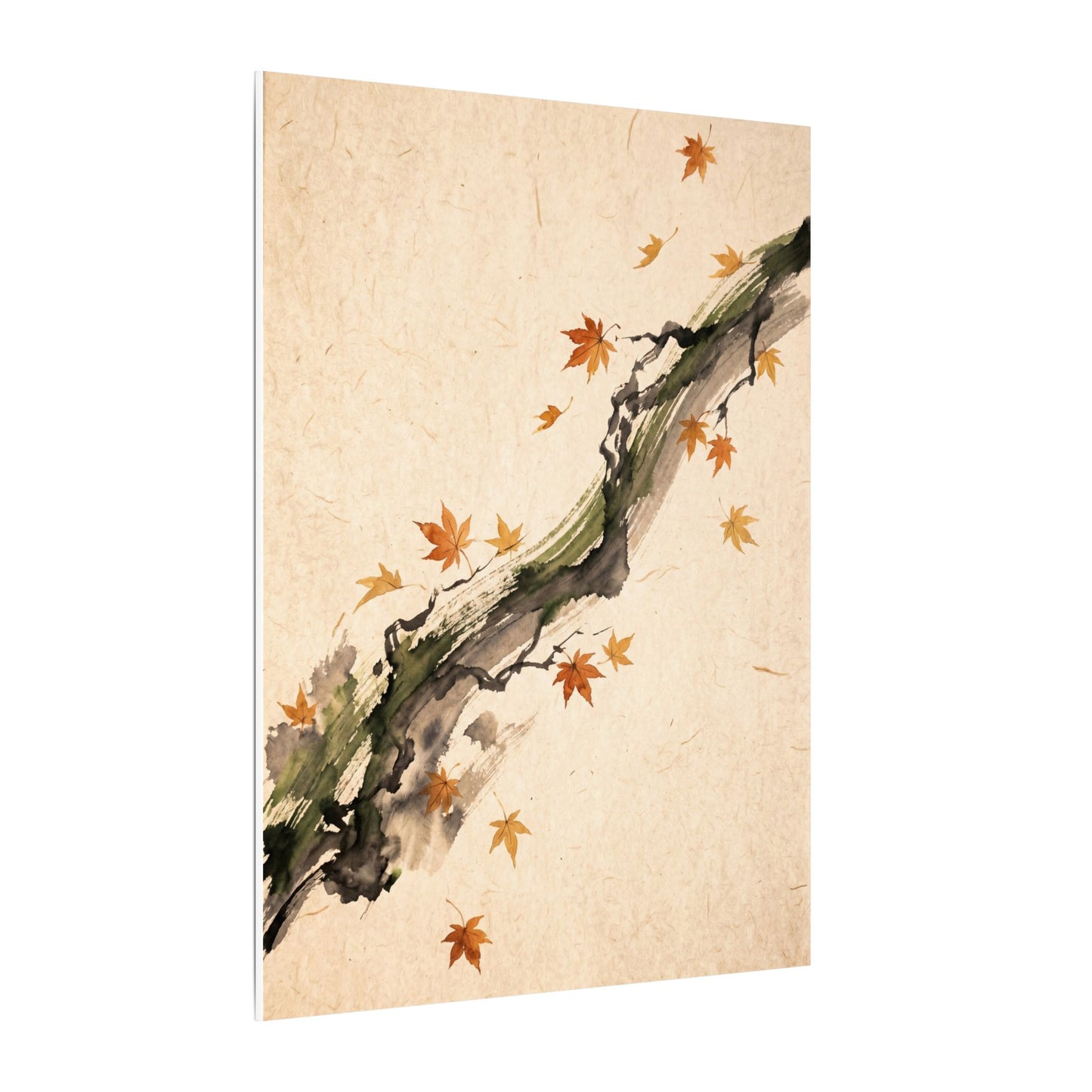 Ink Brushstroke Autumn Canvas Art | Zen Calm Design