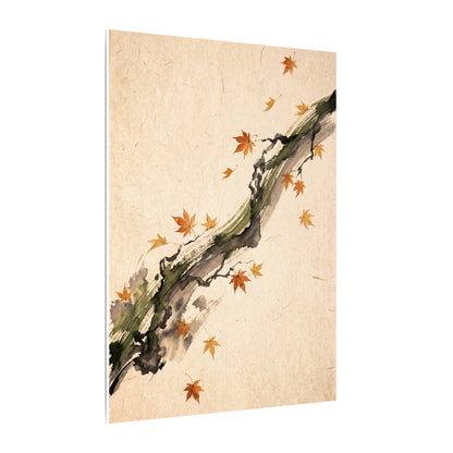 Ink Brushstroke Autumn Canvas Art | Zen Calm Design