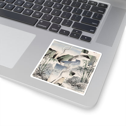 Winter Incense Smoke Sumi E Sticker | Peaceful Decor