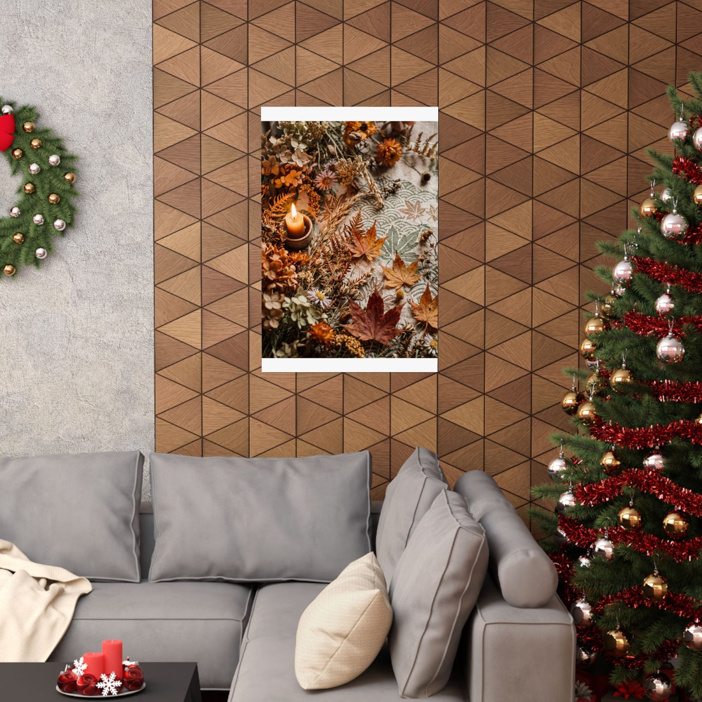 Neutral Dried Flowers Wall Art Print - Japanese Pattern Japandi