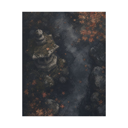 Stone Lantern Canvas Art | Autumn Japandi Texture Art