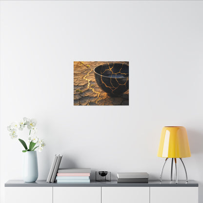 Golden Hour Cracked Earth Canvas Art - Kintsugi Fukinsei