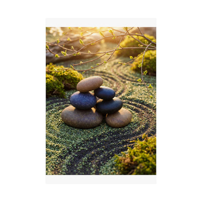 River Stones Spring Wall Art Print | Zen Contemplative Design
