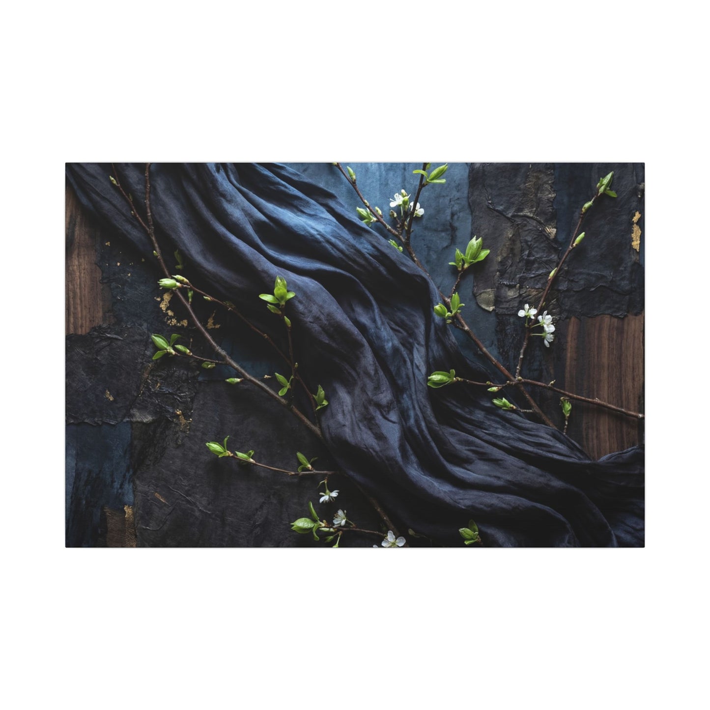 Spring Silk Drape Dark Texture Canvas Art | Atmospheric Decor Art Print