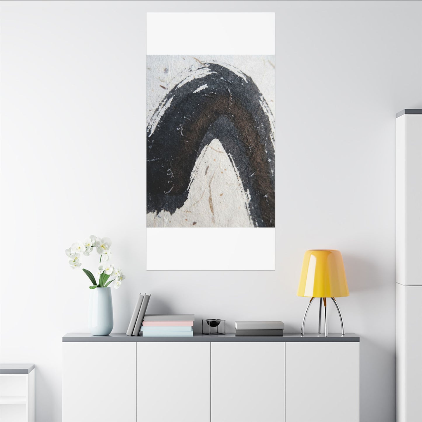 Moody Ink Brushstroke Canvas Art - Moody Minimal Dark Japandi