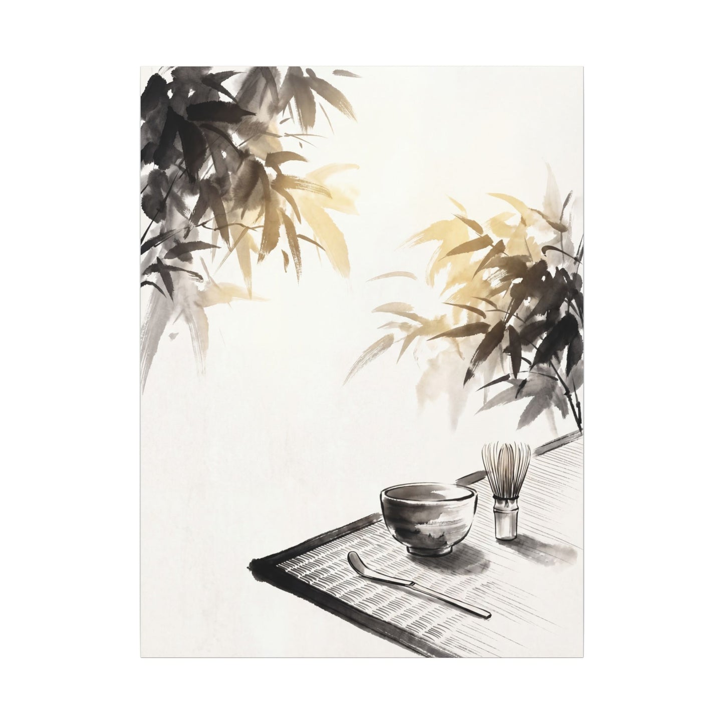 Tea Ceremony Sumi E Canvas Art | Serene Zen Art